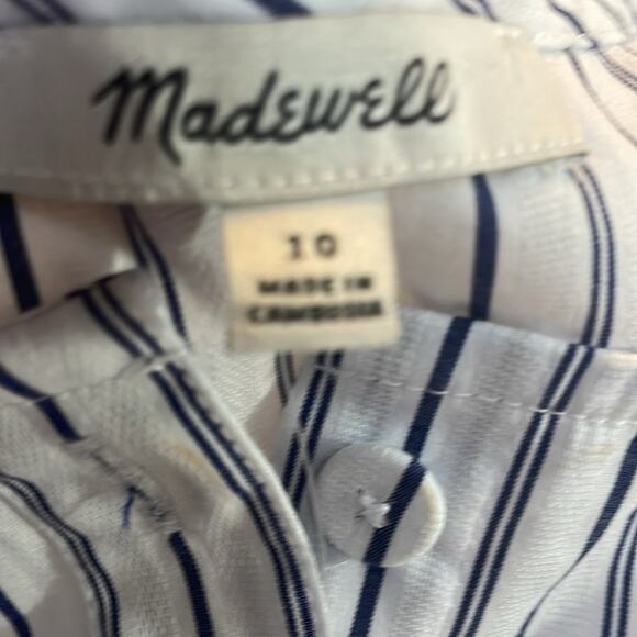 Madewell Wm’s Puff-Sleeve Button-Up Top in Blu/Wht Stripe size 10 # 632 - Picture 7 of 8